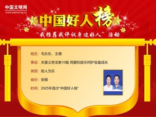 永利官网2005届校友毛乐乐、王珊荣登“中国好人榜”